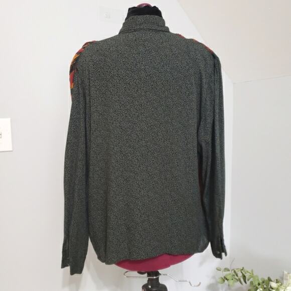 Marsha Brander for Componix Aztec Print Long Sleeve Button Placket Blouse 12 - Picture 3 of 11